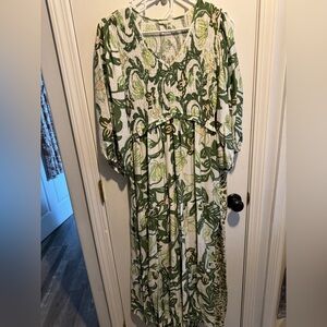 Green and White Floral Maxi Dress
